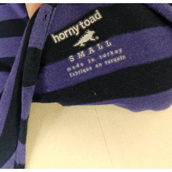 Horny Toad & Co. Stretchy Foxtrot Dress Size S Purple Blue Stripe Hi Low Hemline - Picture 8 of 10